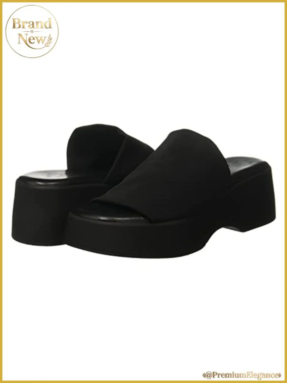 Womens Platform Wedge Slide Sandals Open Toe Slip On Elastic Band Shoes